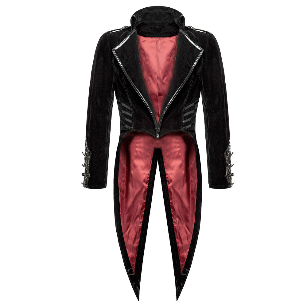 Mens Gothic Tailcoat Jacket Black Velvet Gothic Steampunk Vampire